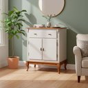 Ver imagem 3 de Balcão Linz com Pés Luis Xv 2 Portas 1 Gaveta 99 X 90 X 45 Cm (a X L X P) Offwhite/imbuia