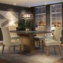 Ver imagem 1 de Conjunto Sala De Jantar Mesa Tampo De Vidro 4 Cadeiras Rust