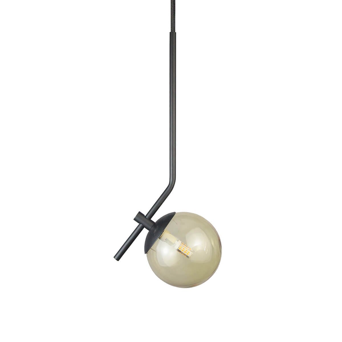 Kit 2 Pendentes On Ly PRETO com globo esfera de vidro Âmbar - 2