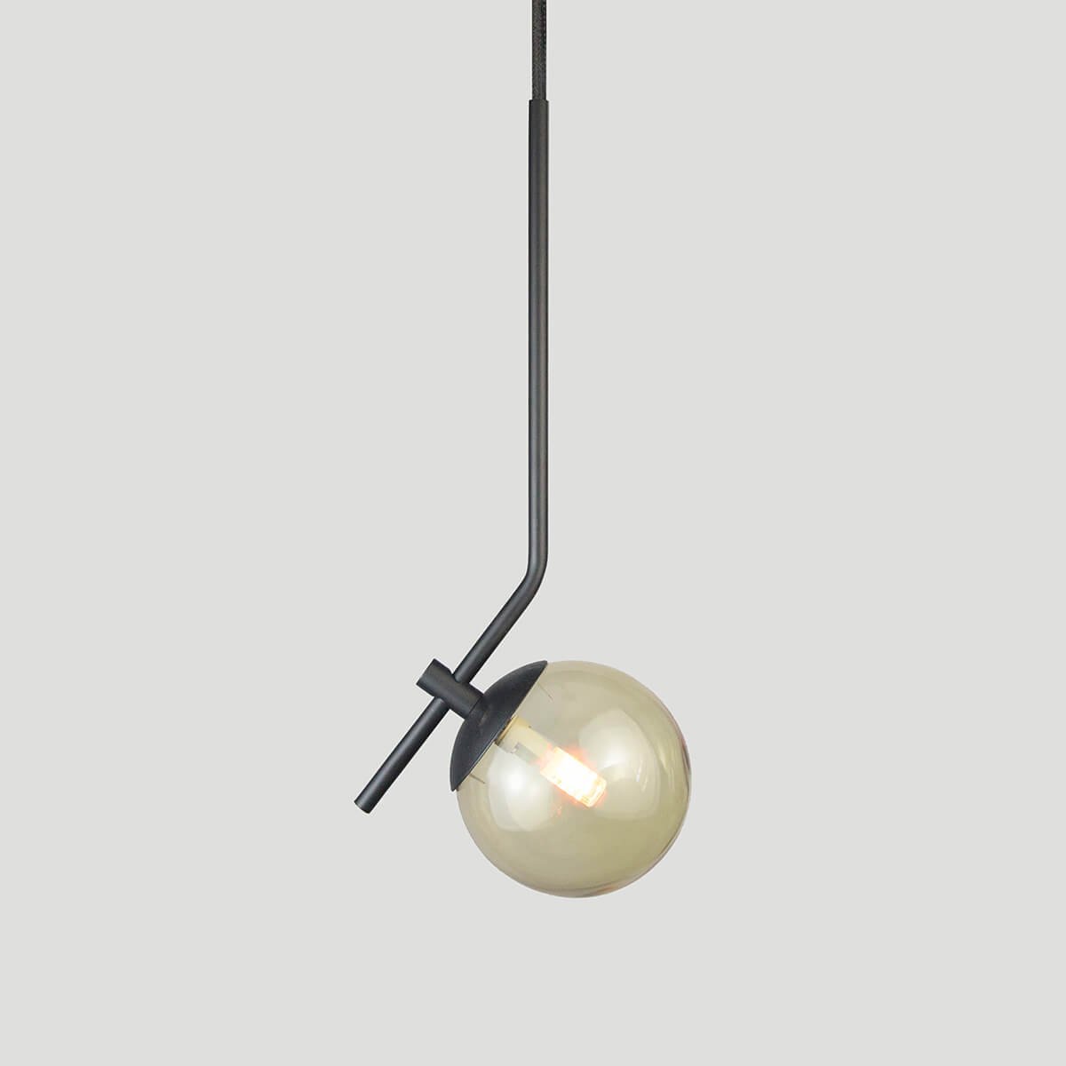 Kit 2 Pendentes On Ly PRETO com globo esfera de vidro Âmbar - 4