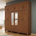Ver imagem 2 de Guarda Roupa Casal Bipartido 225cm 2 Gavetas Giana Castanho F07 - Mpozenato