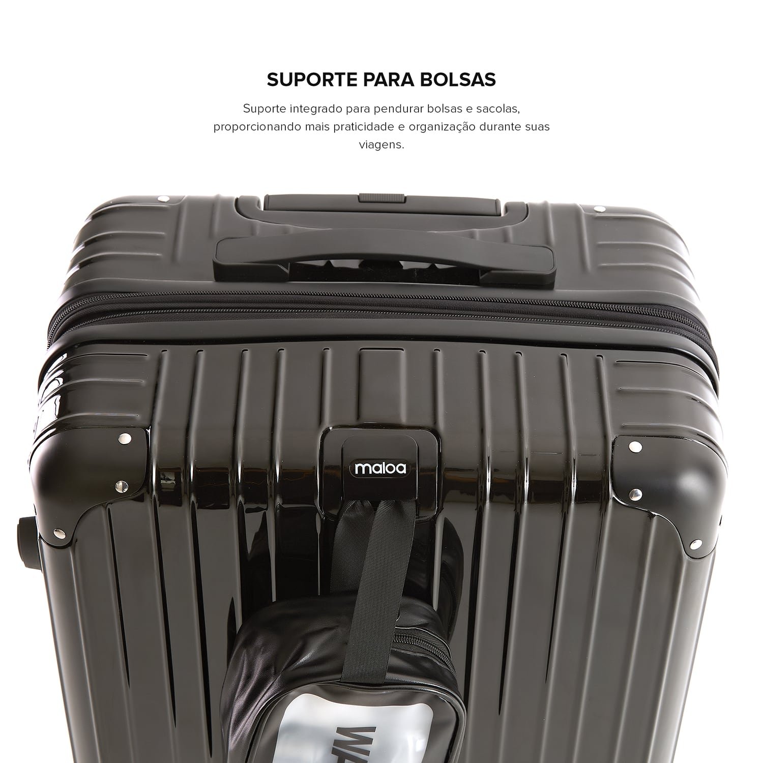 Mala de Viagem Grande 32kg Abs Policarbonato com Expasor Brasil Maloa:preto - 15