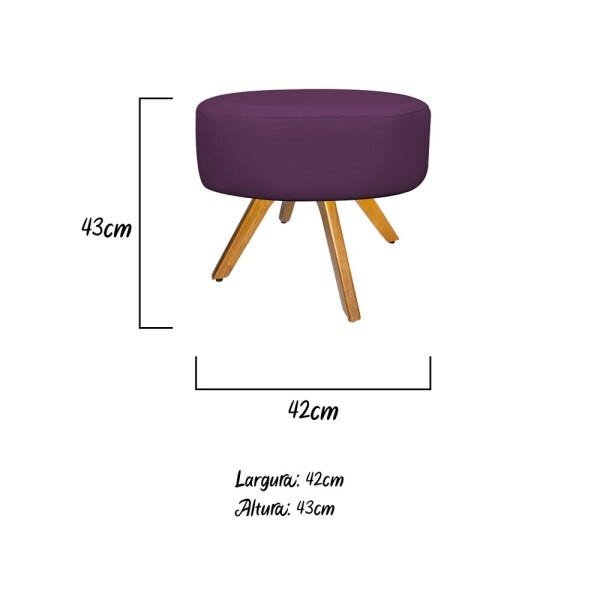 Kit 3 Puffs Sofia Base Giratória Madeira Suede Roxo - Sts Móveis - 4