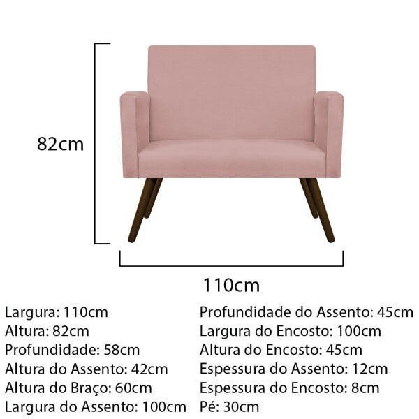 Kit Namoradeira Beatriz e Puff Sofia Palito Tabaco Suede Rosê - STS Móveis - 4