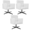 kit 03 Poltronas Beatriz Base Giratória de Metal Suede Branco - STS Móveis - 1