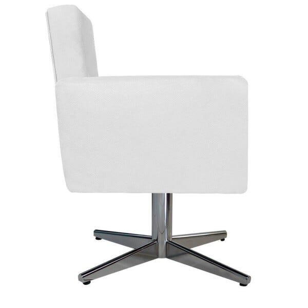 kit 03 Poltronas Beatriz Base Giratória de Metal Suede Branco - STS Móveis - 4