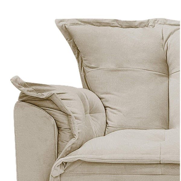 Poltrona Opala Base Giratória de Metal Suede Bege - Sts Móveis - 6