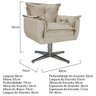Poltrona Opala Base Giratória de Metal Suede Bege - Sts Móveis - 4
