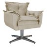 Poltrona Opala Base Giratória de Metal Suede Bege - Sts Móveis - 1