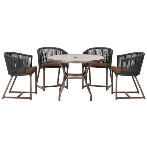 Mesa com 4 Cadeiras e Noronha Estofado 9 Trama Original Preto