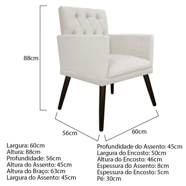 kit 03 Poltronas Fernanda Palito Tabaco Suede Bege - STS Móveis - 5