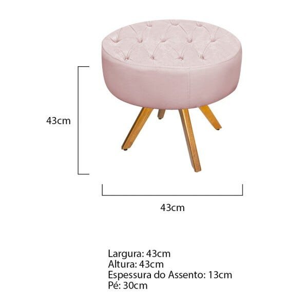 Kit 3 Puffs Fernanda Base Giratória de Madeira Corano Rosa Bebê - Sts Móveis - 4