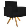 Kit Namoradeira e 02 Poltronas Beatriz Base Giratória de Madeira Suede Preto - STS Móveis - 2