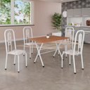 Ver imagem 1 de Conjunto de Mesa Tubular 100cm x 60cm Tampo em MDF com 4 Cadeiras Lívia Branco/Botanic Bege