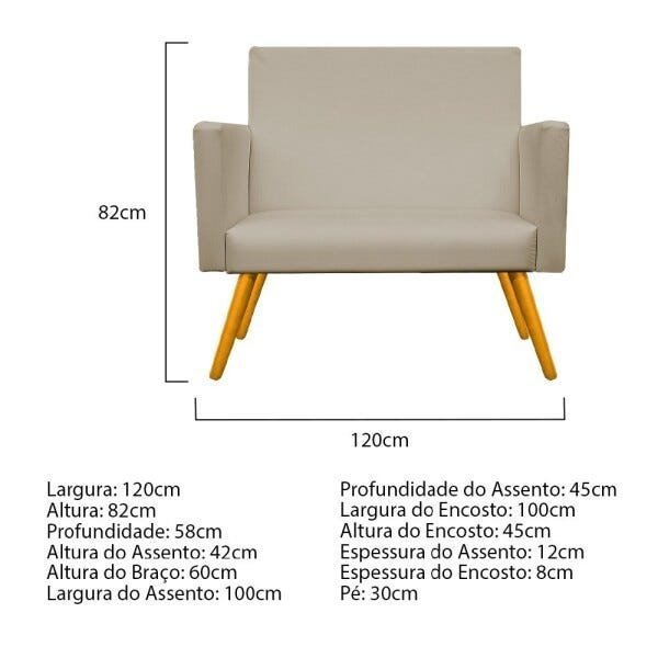 Kit Namoradeira, 02 Poltronas Beatriz e 02 Puff Sofia Base Giratória de Metal Corano Bege - STS M - 6