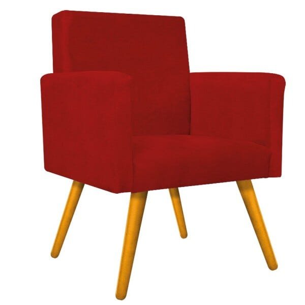 kit 03 Poltronas Beatriz Palito Mel Suede Vermelho - STS Móveis - 2