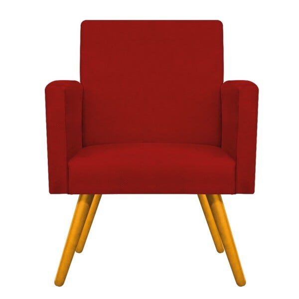 kit 03 Poltronas Beatriz Palito Mel Suede Vermelho - STS Móveis - 3