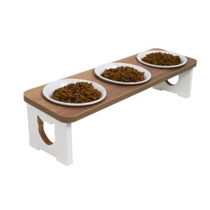 Comedouro Elevado Gato Triplo Pet Mdf