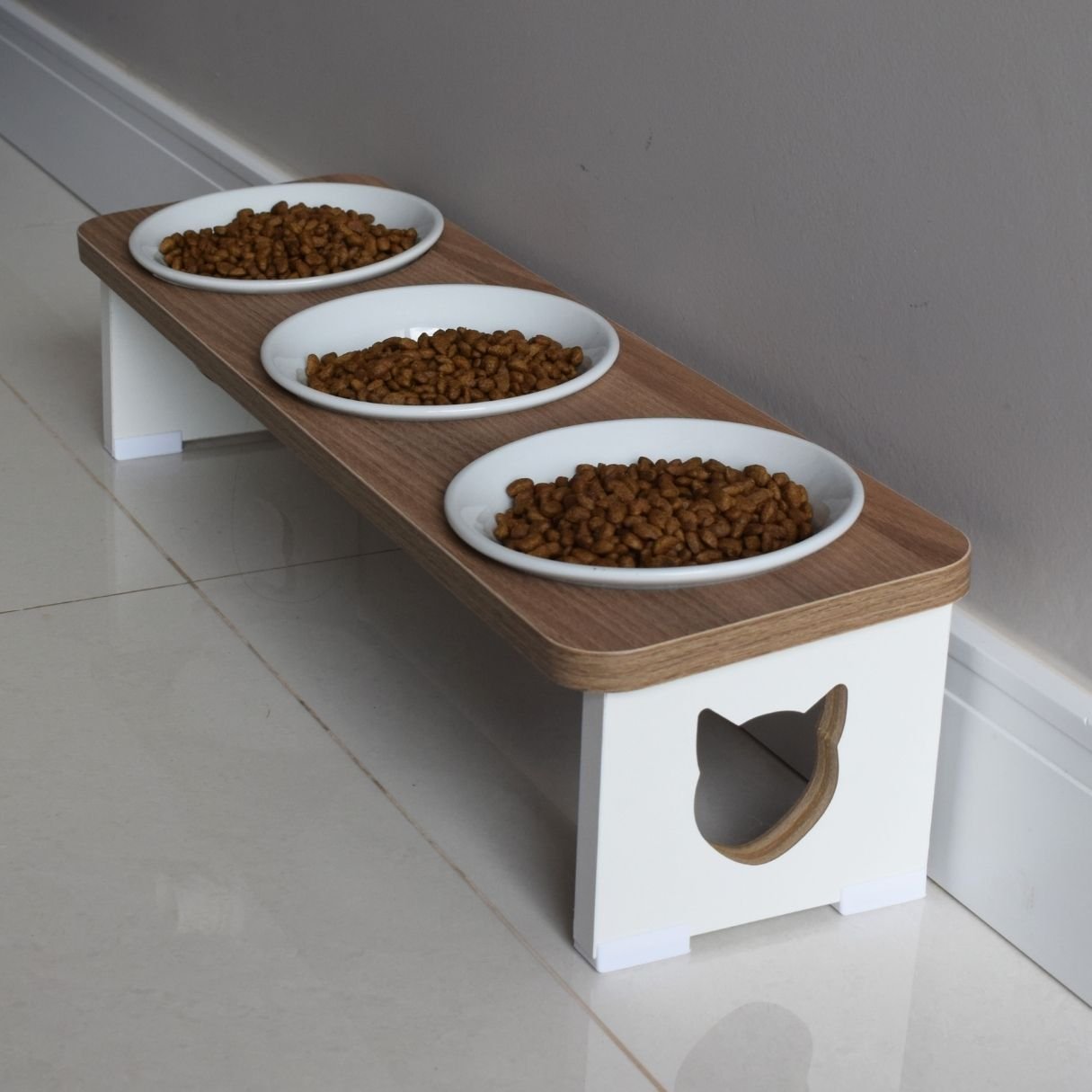 Comedouro Elevado Gato Triplo Pet Mdf - 5