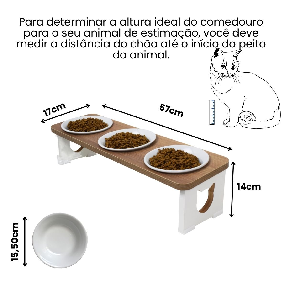 Comedouro Elevado Gato Triplo Pet Mdf - 2