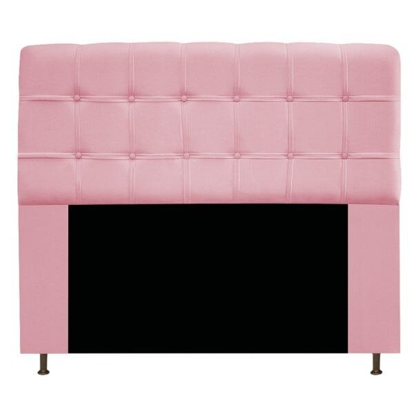 Cabeceira Estofada Mel 160 cm Queen Size Com Botonê Suede Rosa Bebê - STS Móveis - 1