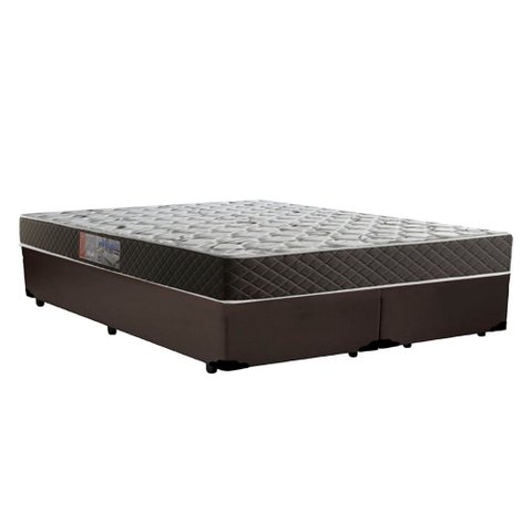 Cama Box Queen Colchão Mola Ensacada Belos Sonhos + Box Sintético 64x158x198 Cor:Marrom