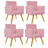 kit 04 Poltronas Beatriz Palito Mel Suede Rosa Bebê - STS Móveis - 1