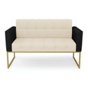 Ver imagem 5 de Sofá Namoradeira 2 Lugares Base Industrial Dourado Elisa Preto-linho Bege A19 D03 - D'Rossi