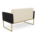 Ver imagem 3 de Sofá Namoradeira 2 Lugares Base Industrial Dourado Elisa Preto-linho Bege A19 D03 - D'Rossi