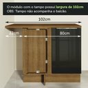 Ver mais imagens de Balcão de Canto Madesa Lux 1 Porta 60 cm Profundidade (Com Tampo) Rustic/Preto