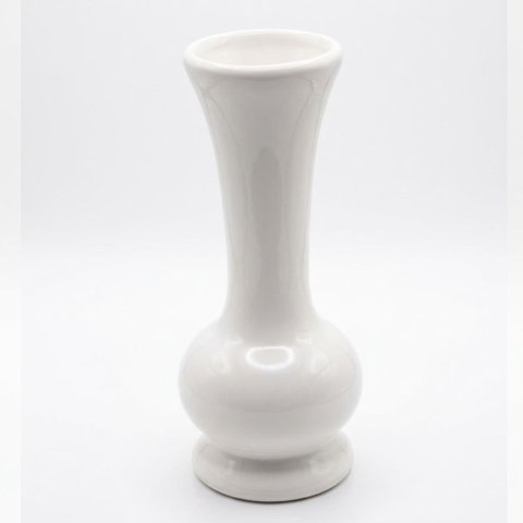 Vaso Solitário Bojudo em Cerâmica Artesanal Decorativa 17,5cm:Branco