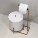Ver imagem 2 de Kit Lixeira Branca com Dourado 6 L e Portal Papel Dourado Level