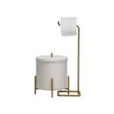 Ver imagem 1 de Kit Lixeira Branca com Dourado 6 L e Portal Papel Dourado Level