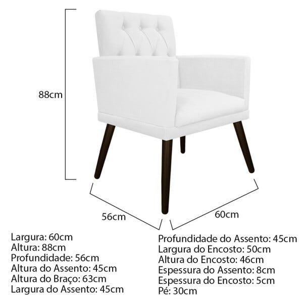 kit 03 Poltronas Fernanda Palito Tabaco Suede Branco - STS Móveis - 5