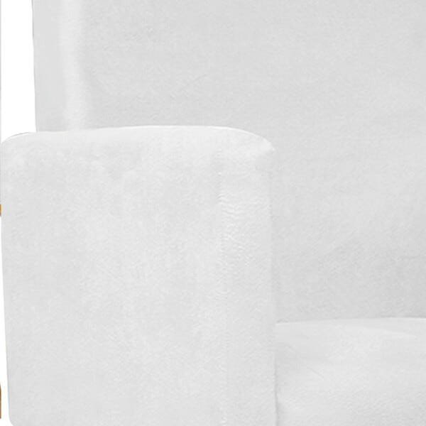 Kit Namoradeira Beatriz e Puff Sofia Base Giratória de Madeira Suede Branco - STS Móveis - 6