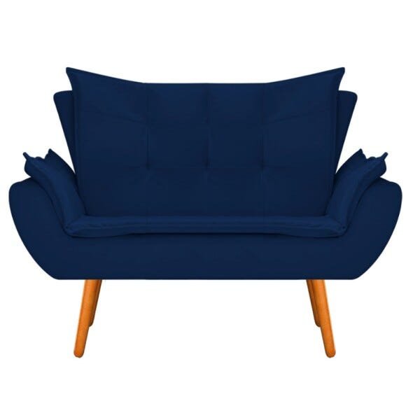 Kit Namoradeira e 02 Poltronas Apolo Palito Mel Suede Azul Marinho - STS Móveis - 5