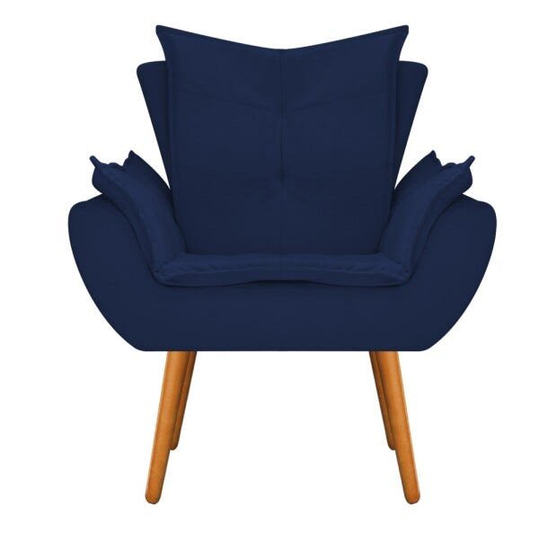 Kit Namoradeira e 02 Poltronas Apolo Palito Mel Suede Azul Marinho - STS Móveis - 3