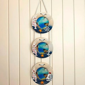 Porta Retrato Parede Trio Redondo Decoração Casa Praia 60cm