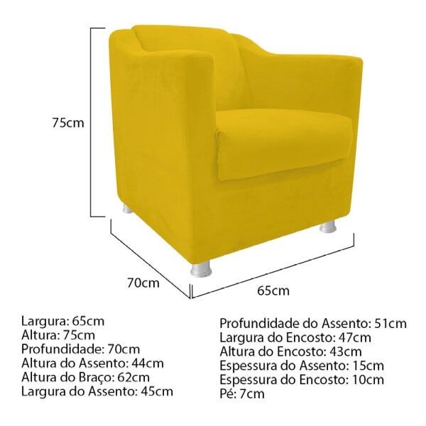 kit 03 Poltronas Decorativas Tilla Corano Amarelo - STS Móveis - 5