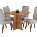 Ver imagem 2 de Conjunto para Sala de Jantar com 4 Cadeiras Malva Yescasa Bege/Mel