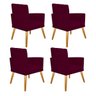 kit 04 Poltronas Fernanda Palito Mel Suede Bordô - STS Móveis - 1