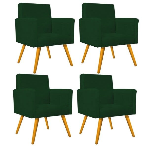 kit 04 Poltronas Beatriz Palito Mel Suede Verde - STS Móveis - 1