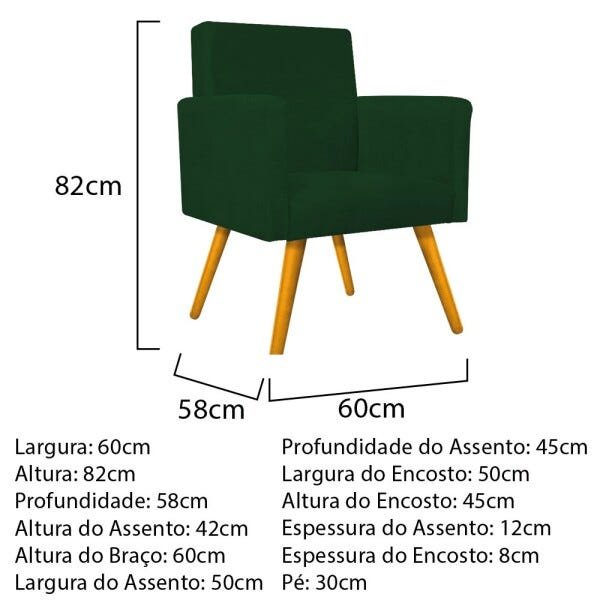 kit 04 Poltronas Beatriz Palito Mel Suede Verde - STS Móveis - 5
