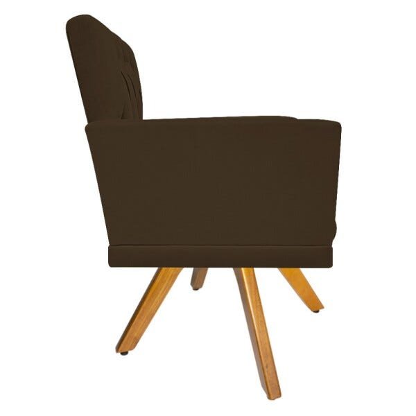 kit 03 Poltronas Fernanda Base Giratória de Madeira Suede Marrom - STS Móveis - 4