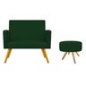 Kit Namoradeira Beatriz e Puff Sofia Base Giratória de Madeira Suede Verde - STS Móveis - 1