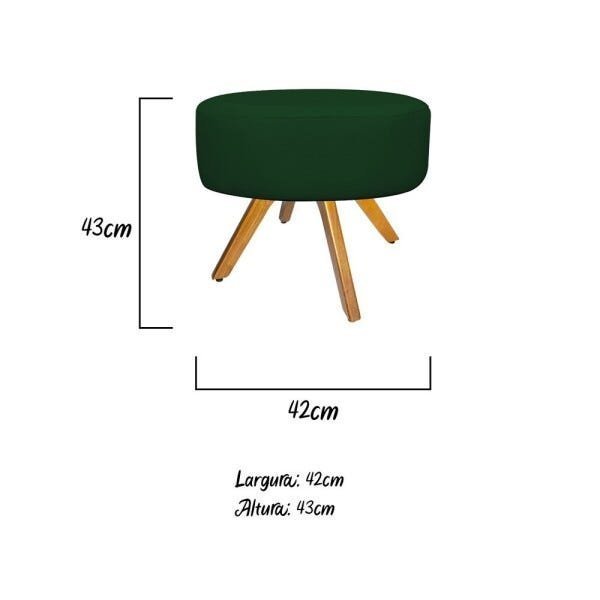 Kit Namoradeira Beatriz e Puff Sofia Base Giratória de Madeira Suede Verde - STS Móveis - 5