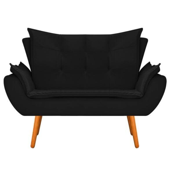 Kit Namoradeira e 02 Poltronas Apolo Palito Mel Suede Preto - STS Móveis - 5