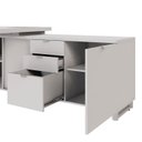 Ver imagem 6 de Escrivaninha Mesa Escritório Diretor em L com Armário Lateral e Caixa de Tomadas 3 Gavetas 180cm Cor