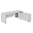 Ver imagem 2 de Escrivaninha Mesa Escritório Diretor em L com Armário Lateral e Caixa de Tomadas 3 Gavetas 180cm Cor