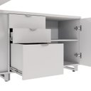 Ver imagem 7 de Escrivaninha Mesa Escritório Diretor em L com Armário Lateral e Caixa de Tomadas 3 Gavetas 180cm Cor